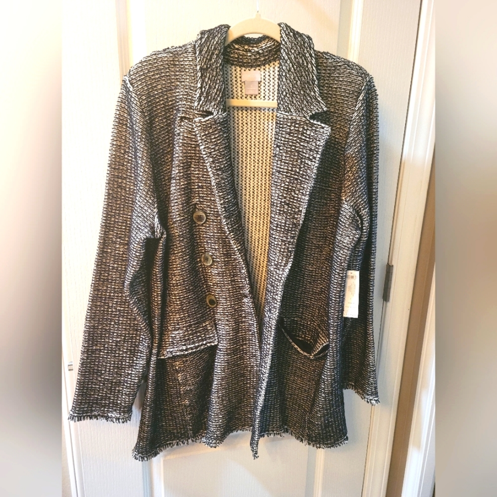 Chico's Black & White Cardigan Chico's Size 4